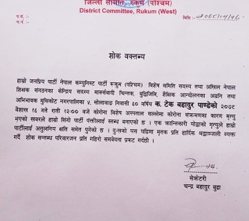 नेकपाद्धारा शोक व्यक्त